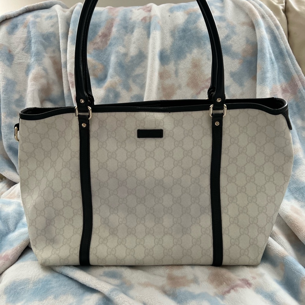 Gucci White and Black Tote Bag